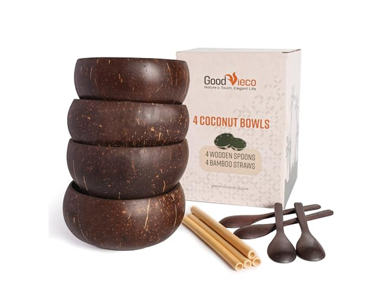 Conjunto de Tigelas de Bambu 7 para Alimentos Tigela de Sorvete de Coco 32 4 Grande Casca Orgânica