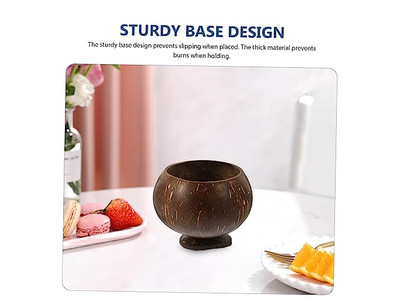 Tigelas de Coco 100% Tigela de Casca de Coco Tigela Bruta Jumbo 12Cm Lanche Metade da Casca