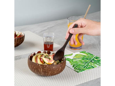 Conjunto de Tigela de Salada de Açaí Feita à Mão Artesanal Prática de Coco Macaco Mosaico Metade das Cascas