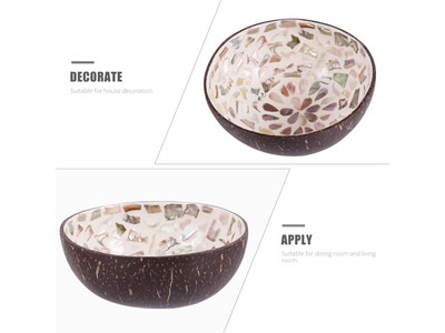 Tigela de Coco Esculpida Últimas Tigelas Laca Padrão Único Conjunto de Colheres