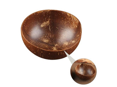 Tigela de Coco com Design de Palma com Conjunto de Tigelas de Casca de Madeira Woven Salada Esculpida à Mão