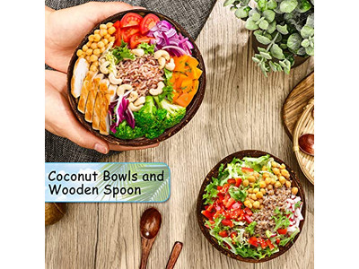 Tigela de Coco Impressa Barata Grandes Buracos Brancos Caixas Logo de Coco Casca Estilo