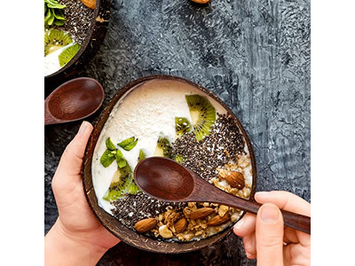 Tigela de Coco Impressa Barata Grandes Buracos Brancos Caixas Logo de Coco Casca Estilo