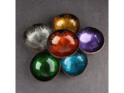 Tigela de Coco Com Logo Laqueada Base da Austrália Cera de Aroma da Indonésia