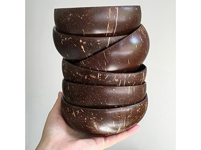 Casca de Coco com Tampa Colher de Madeira e Tigela Tigelas de Açaí Colheres Salada Grande Pacote com 10