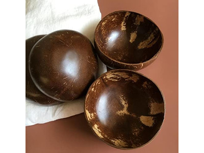 Casca de Coco com Tampa Colher de Madeira e Tigela Tigelas de Açaí Colheres Salada Grande Pacote com 10