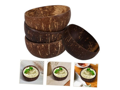 Tigela de Jantar de Casca de Coco Tigelas Vazias Artesanais Feitas à Mão